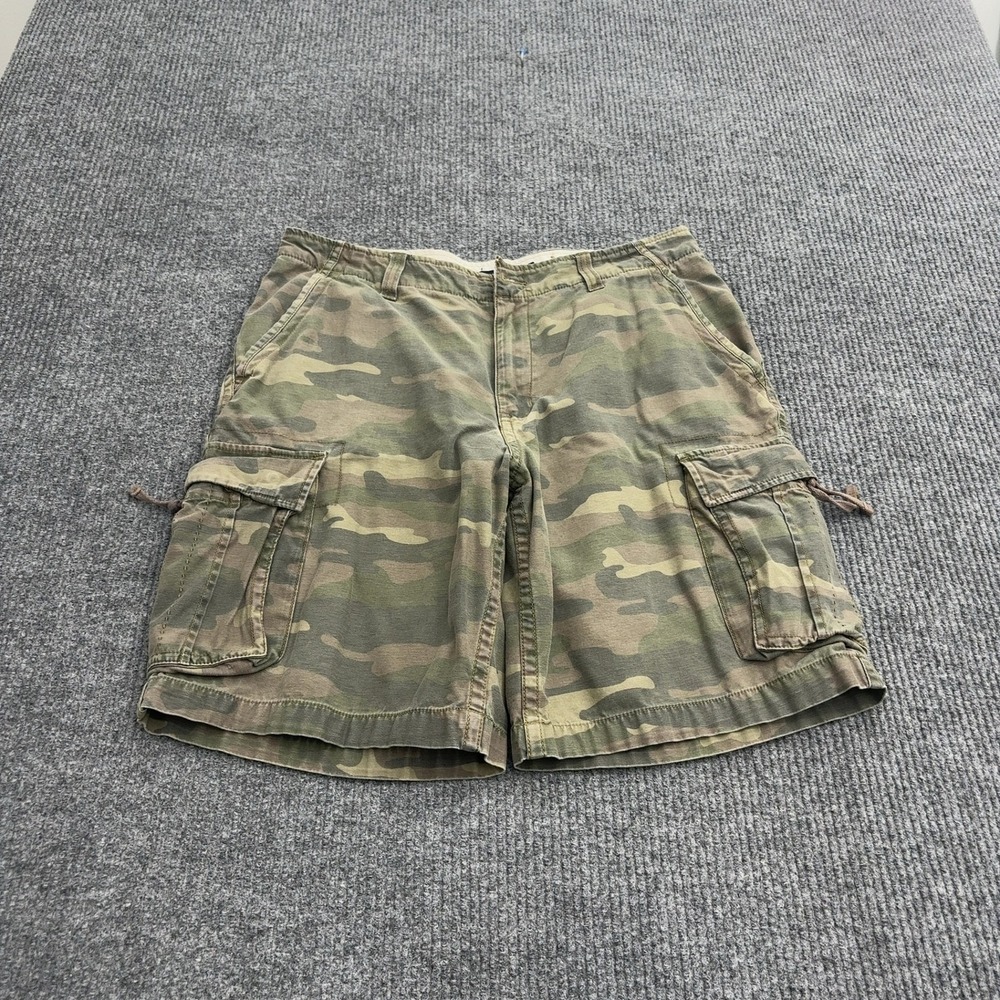 Faded Glory Cargo Shorts Mens 34 Green Cotton Camo Utility Outdoor Gorpcore